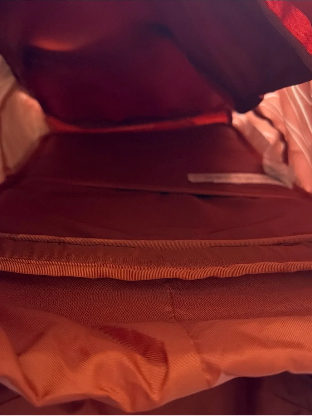 Patagonia Rust Orange Backpack with Cream Abstract Pattern